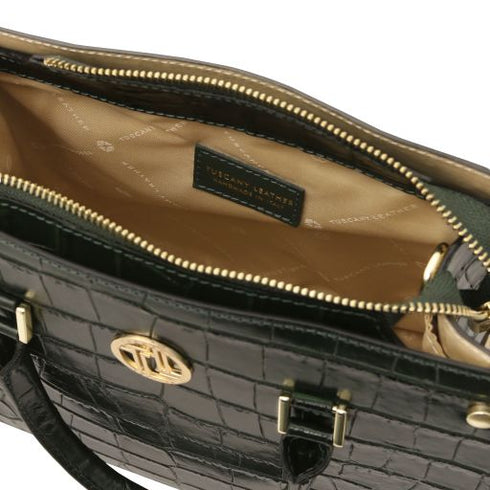 Croque - Croc print leather handbag